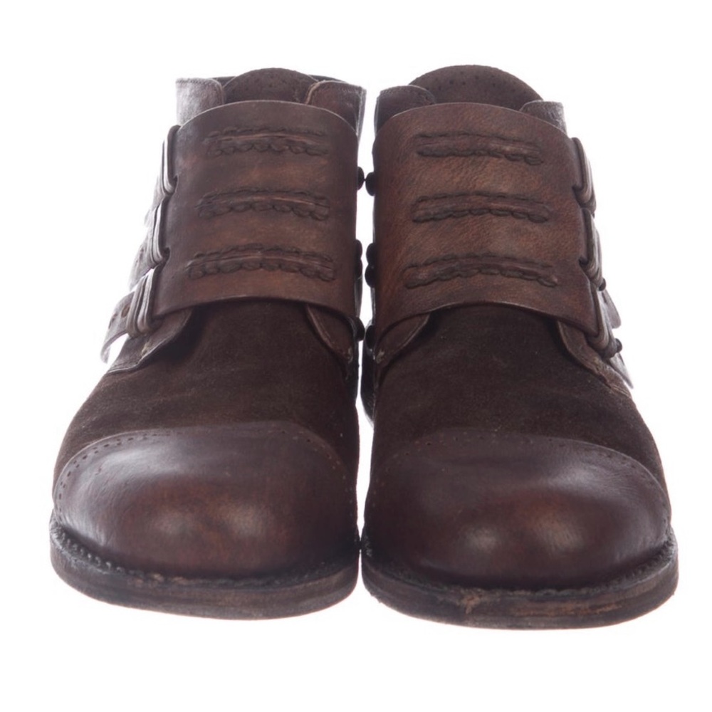 RAG and BONE chocolate suede and leather round toe ankle boots. Size 8
